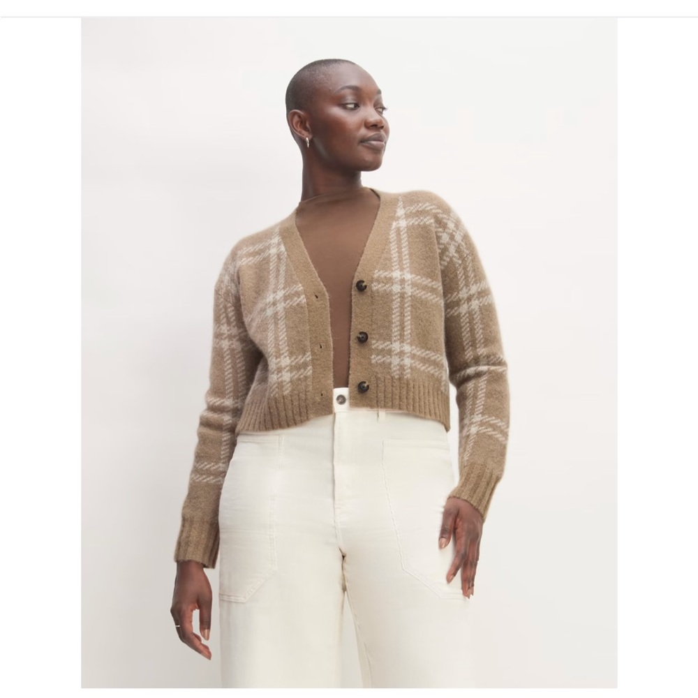 Plaid Brown Cardigan Sweater